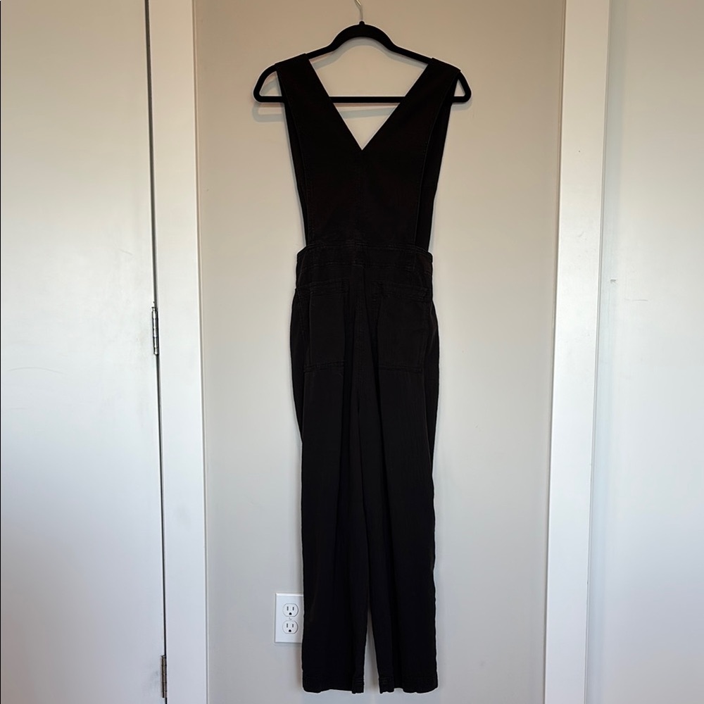 Free People Black Belted V-Neck Jumpsuit - Picture 5 of 7